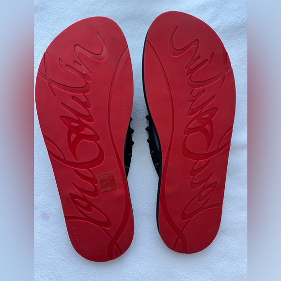 New Christian Louboutin Loubi Flip Flop in Black size 41 - Picture 9 of 12